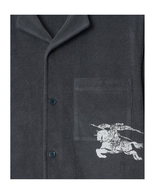 Burberry Black Ekd Printed Towelling Shirt for men