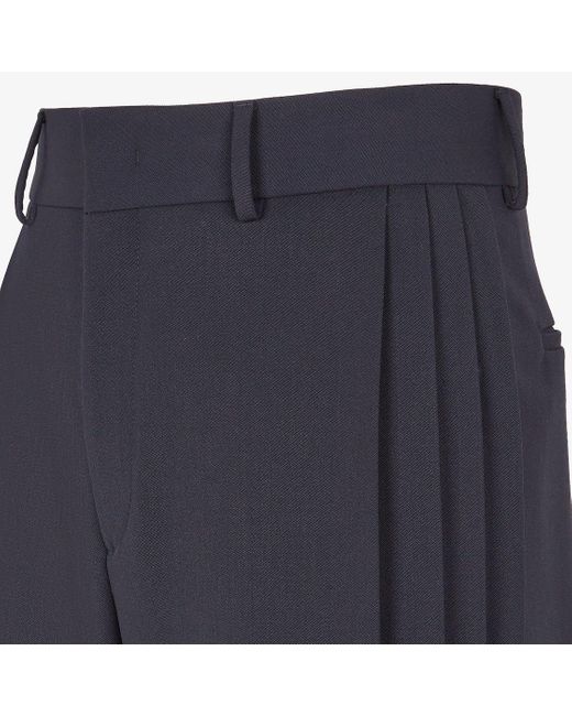 Fendi Blue Crepe Straight Trousers for men