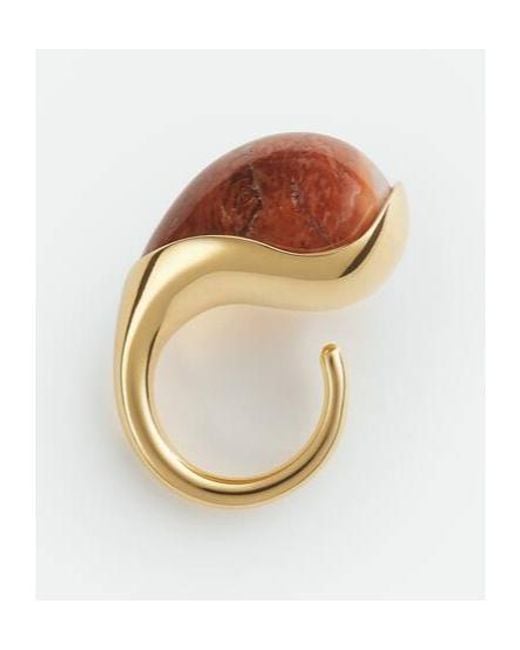 Bottega Veneta Brown Large Drop Marble Ring