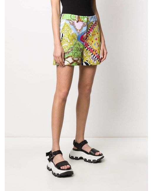 Moschino Green Baroque Printed Shorts