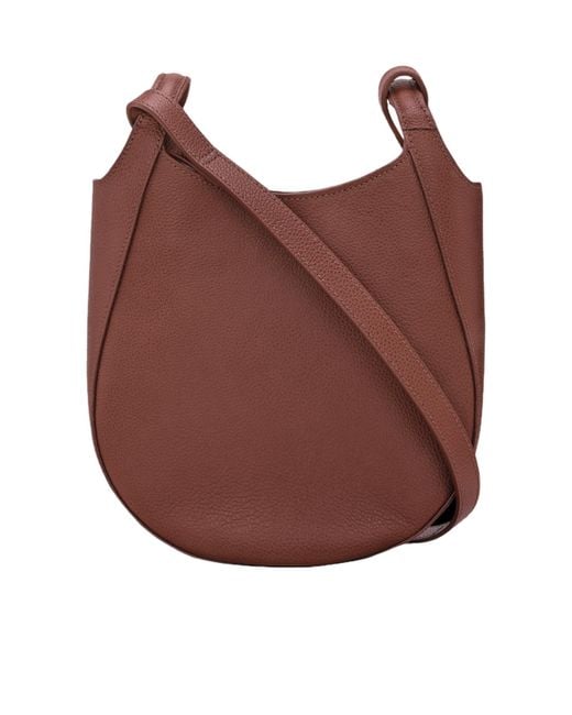 Longchamp Red Small Le Foulonné Grained-Leather Crossbody Bag