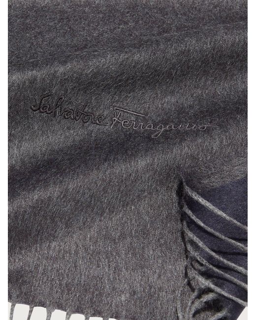 Ferragamo Blue Ferragamo Fringe Detailed Scarf for men