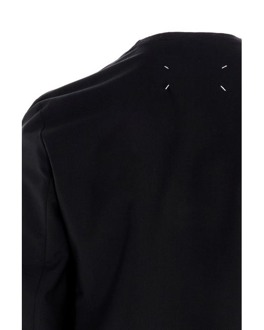 Maison Margiela Blue Single-Breasted V-Neck Blazer for men