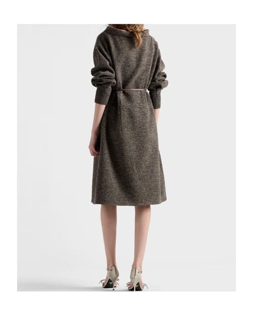 Prada Gray Mouliné Wool Dress