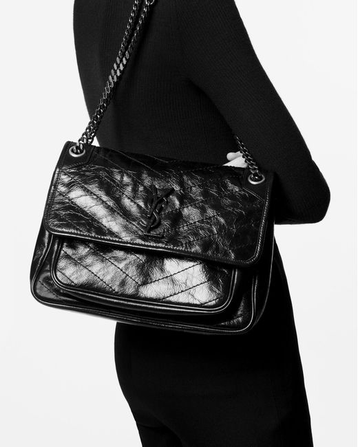 Saint Laurent Black Niki Chain-Link Medium Shoulder Bag