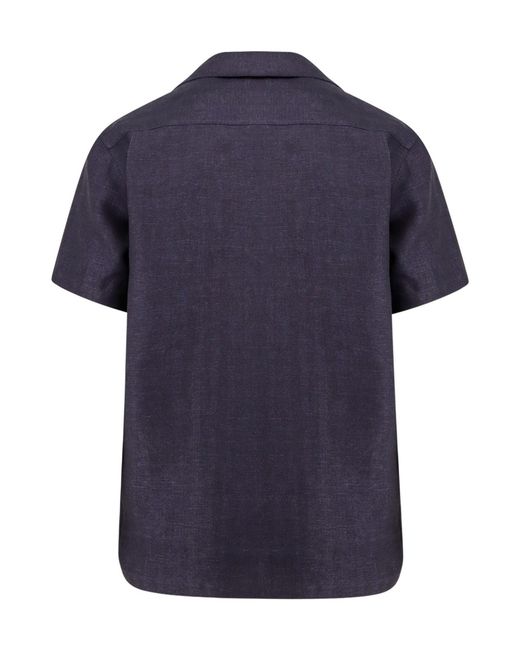 Berluti Blue Script Detailed Collared Shirt for men