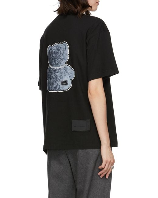 we11done Gray Teddy Bear-Print Cotton T-Shirt for men