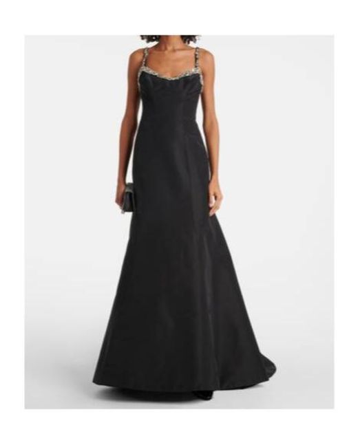 Monique Lhuillier Black Tumpet Embellished Silk Gown