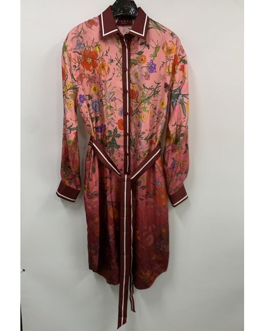 Gucci Red Printed Twill Shirt Dress