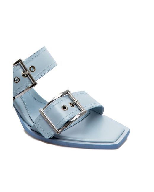 McQueen Blue Buckle Detailed Sandals