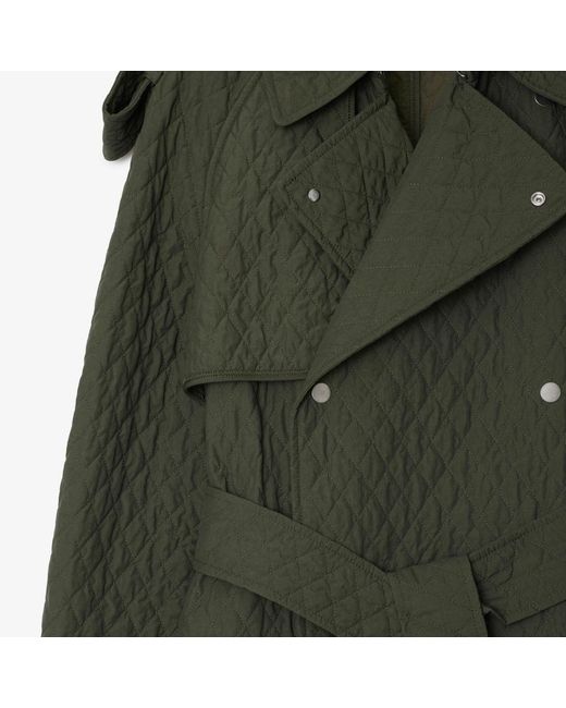 Burberry Green Double-Breasted Quilted Trench Coat