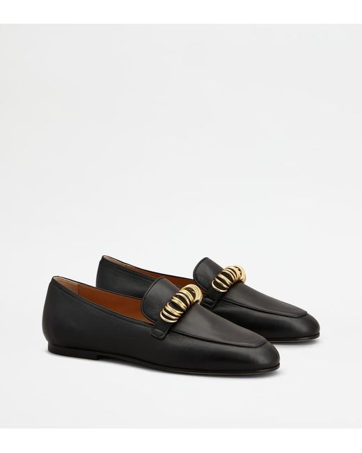Tod's Black Round-Toe Slip-On Loafers