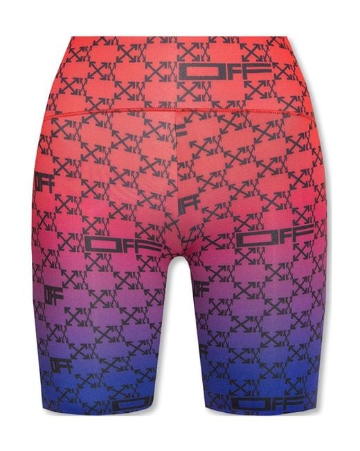 Off-White c/o Virgil Abloh Red Monogram-Print Cycling Shorts