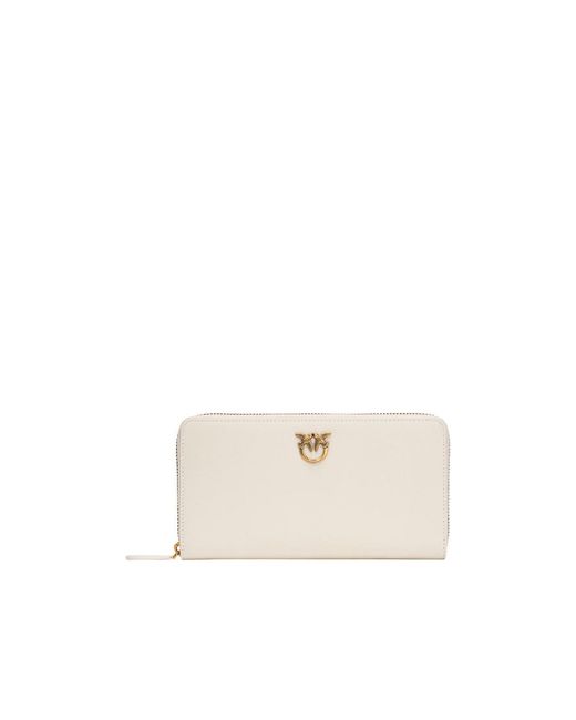 Pinko White Logo-Plaque Zipped Wallet