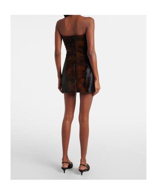 Magda Butrym Brown Calfhair Bustier Dress