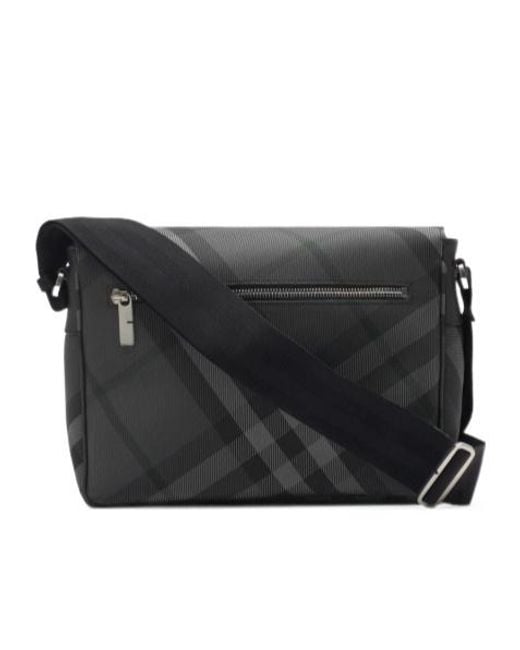 Burberry Black Grid Messenger Bag for men
