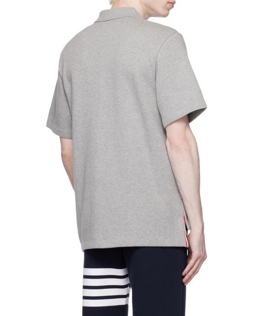 Thom Browne Gray Rwb Pocket Trim Polo Shirt for men
