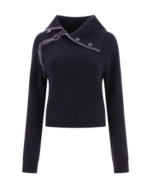 Jacquemus Blue Vega Asymmetric Wool-Blend Jumper