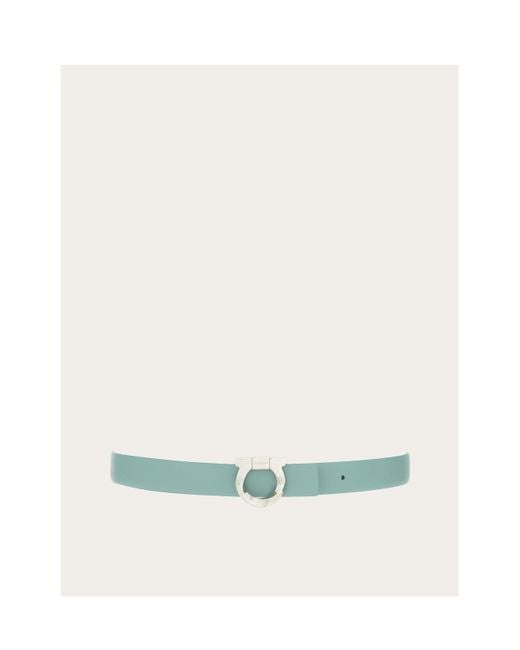 Ferragamo White Gancini Double-Sided Belt