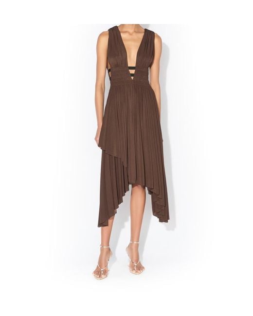 Alaïa Brown Alaïa Deesse V-Neck Dress