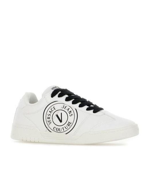 Versace Jeans White Couture Logo Printed Sneakers for men