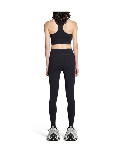 Balenciaga Black Reflective Logo Print Round-Neck Sport Bra