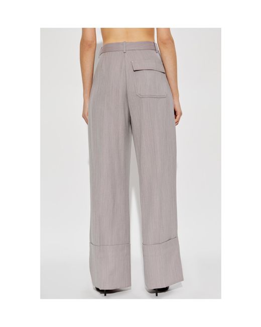 Victoria Beckham Gray Wide-Leg Trousers