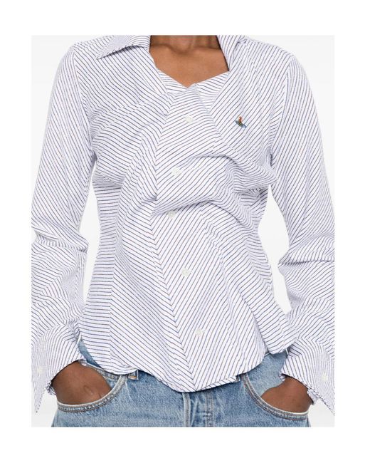 Vivienne Westwood White Drunken Pinstriped Buttoned Shirt
