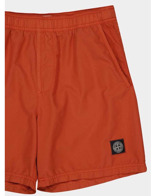 Stone Island Orange Regular Fit Mid-Length Swim Trunks for men