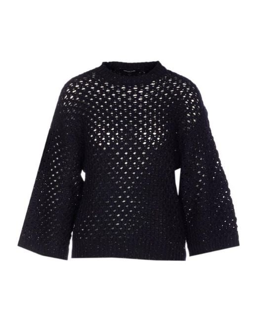 Fabiana Filippi Blue Open Knit Crewneck Jumper