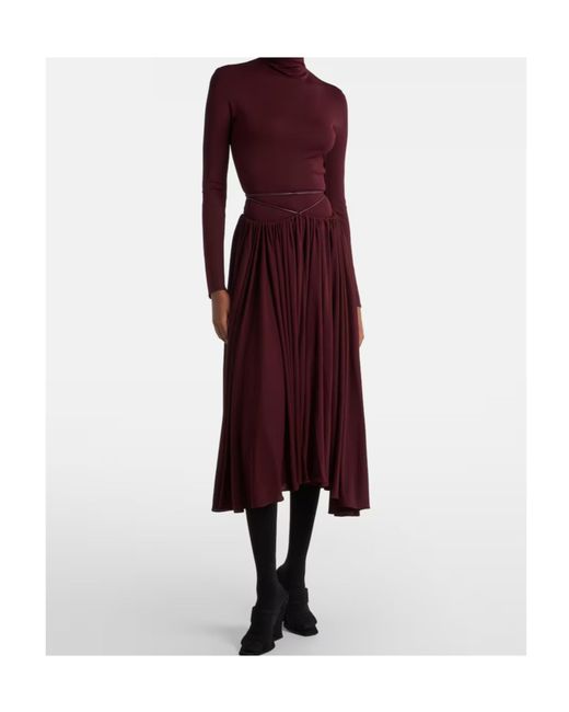 Alaïa Purple Long-Sleeved Pleated Dress