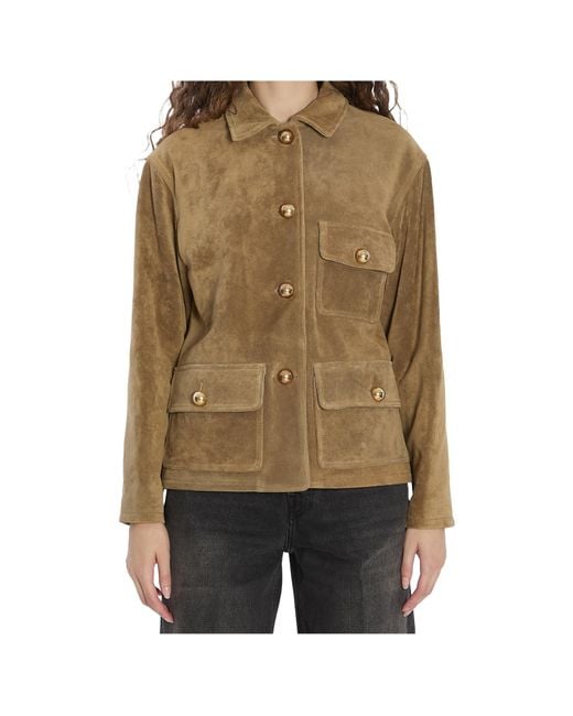 Arma Green Pointed-Collar Flap-Pocket Jacket