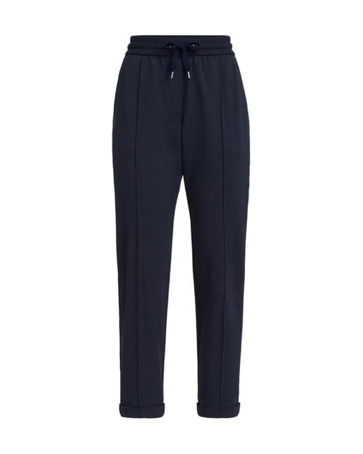 Brunello Cucinelli Blue Cotton-Blend Drawstring Sweatpants