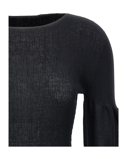 Issey Miyake Black Assemblage Puff-Sleeved Branch Top