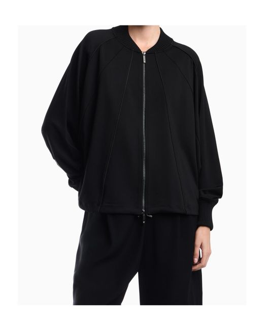 Emporio Armani Black Punto Milano Jersey Blouson Jacket With Drawstring Hem