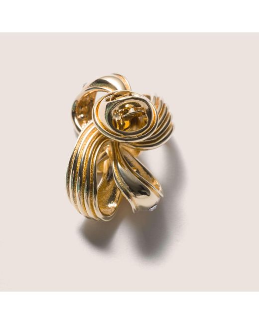 Miu Miu Metallic Metal Brooch With Crystals