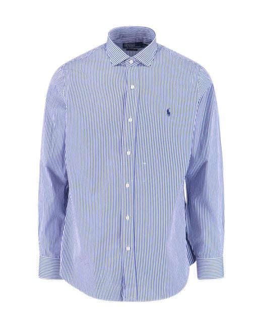 Polo Ralph Lauren Blue Pony Embroidered Striped Shirt for men