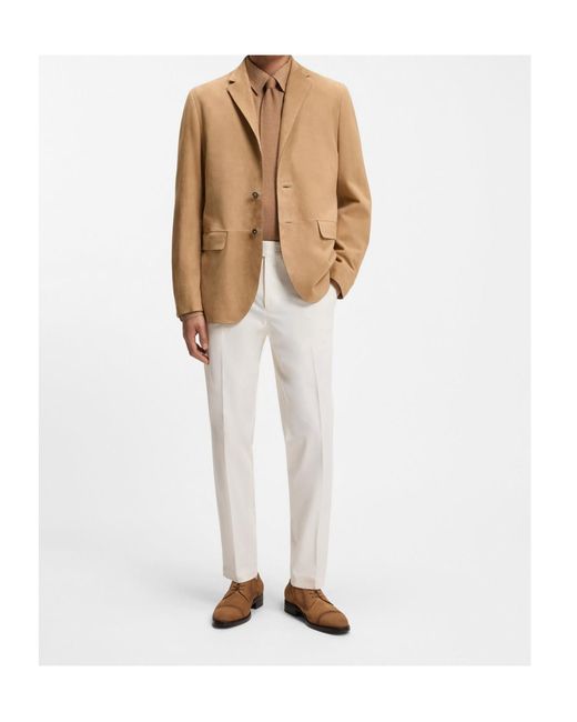 Boss Natural Boss Single-Breasted Suede Blazer for men