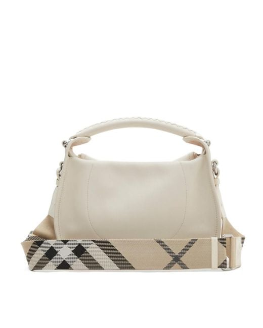 Burberry Small B Clip Foldover-Top Crossbody Bag in White | Lyst