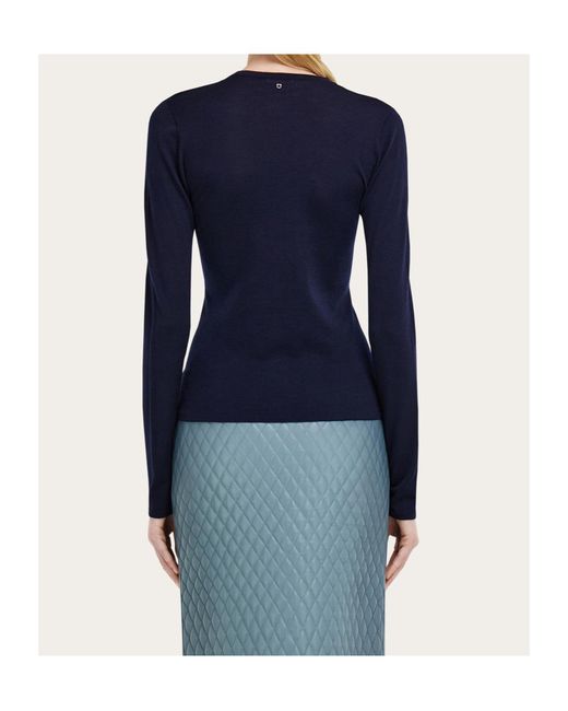 Ferragamo Blue Lightweight Wool Top