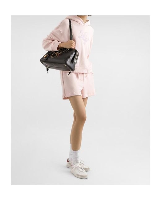 Dolce & Gabbana Pink Logo Embroidered Hoodie