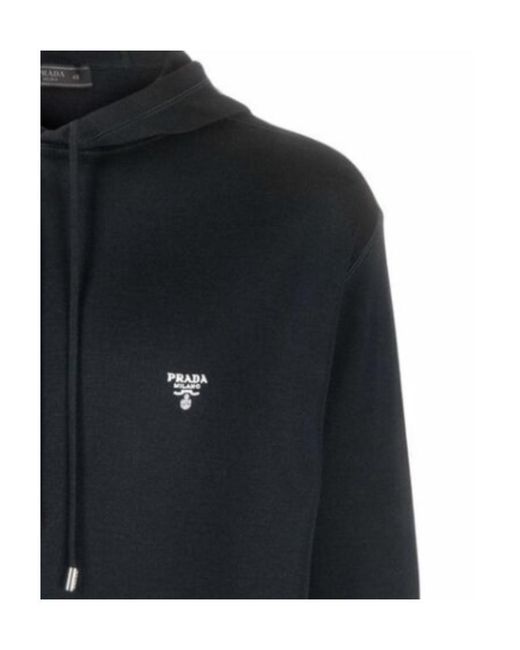 Prada Blue Logo Hooded Sweater for men