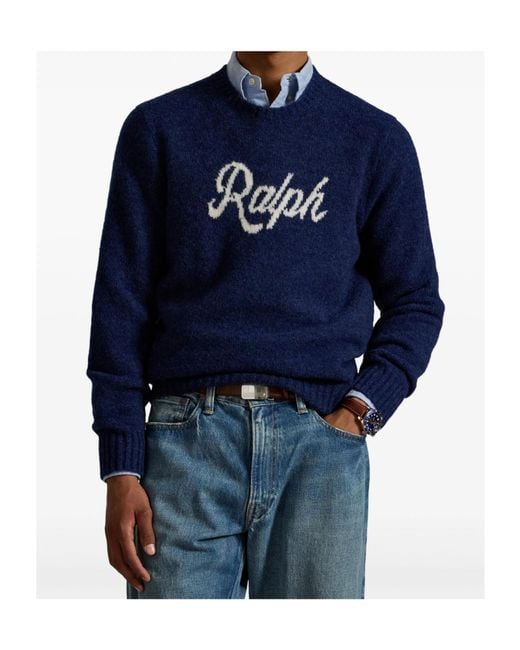 Polo Ralph Lauren Blue Authentic Logo Knit Jumper for men