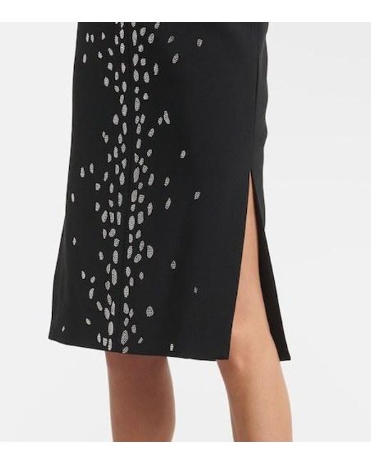 David Koma Black Rhinestone-Embellished Midi Dress