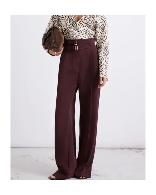 Marella Purple High-Waisted Cady Trousers
