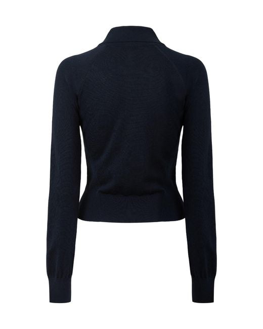 Givenchy Blue Collared Half-Button Long Sleeve Knit Top
