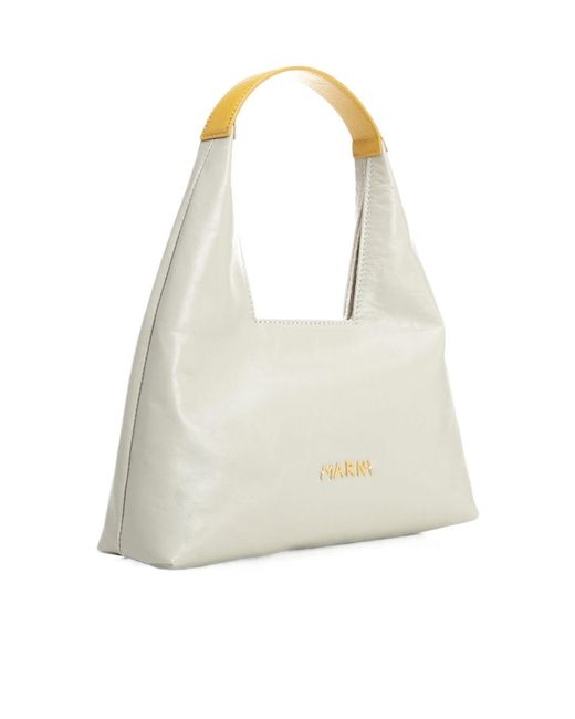 Marni White Logo Lettering Mini Shoulder Bag
