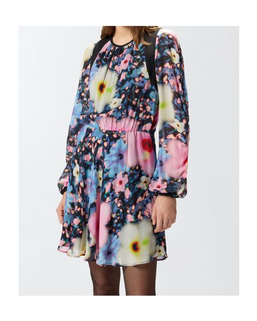 Pinko Blue Agretti Floral-Print Mini Dress