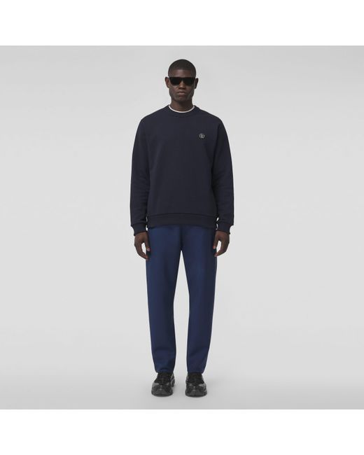 Burberry Blue Monogram-Appliqué Cotton Sweatshirt for men