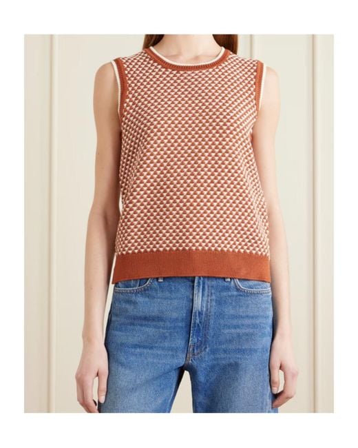 Varley Red Jenson Two-Tone Knitted Cotton Vest